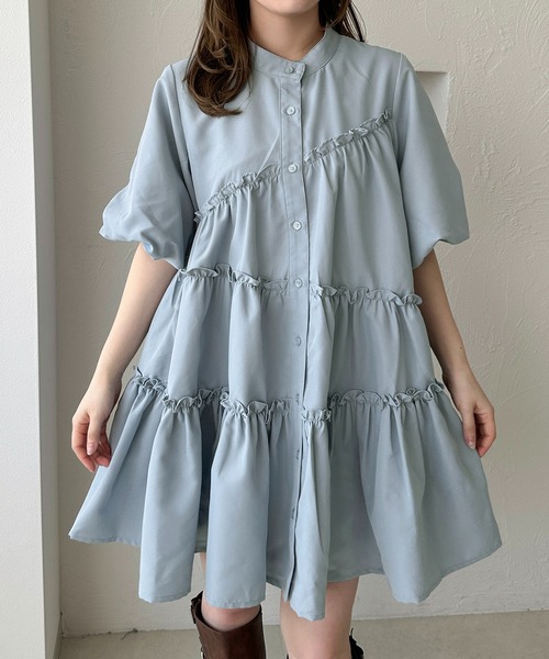 apres jour clair（アプレジュールクレア）の「【apres jour clair】SSティアードチュニックシャツ（チュニック・レディース・ブルー/アイボリー/ライトグレー/ブラウン系その他・フリー/X-LARGE）」の10枚目の写真