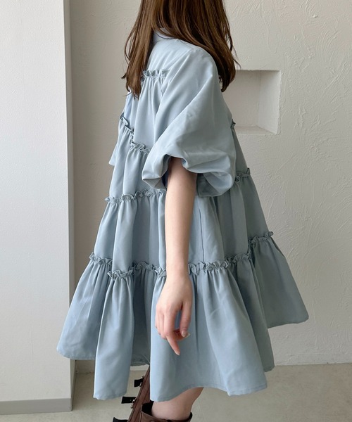 apres jour clair（アプレジュールクレア）の「【apres jour clair】SSティアードチュニックシャツ（チュニック・レディース・ブルー/アイボリー/ライトグレー/ブラウン系その他・フリー/X-LARGE）」の12枚目の写真