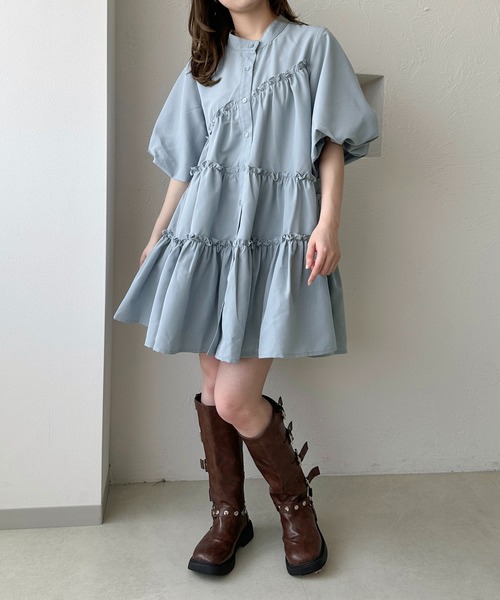 apres jour clair（アプレジュールクレア）の「【apres jour clair】SSティアードチュニックシャツ（チュニック・レディース・ブルー/アイボリー/ライトグレー/ブラウン系その他・フリー/X-LARGE）」の13枚目の写真