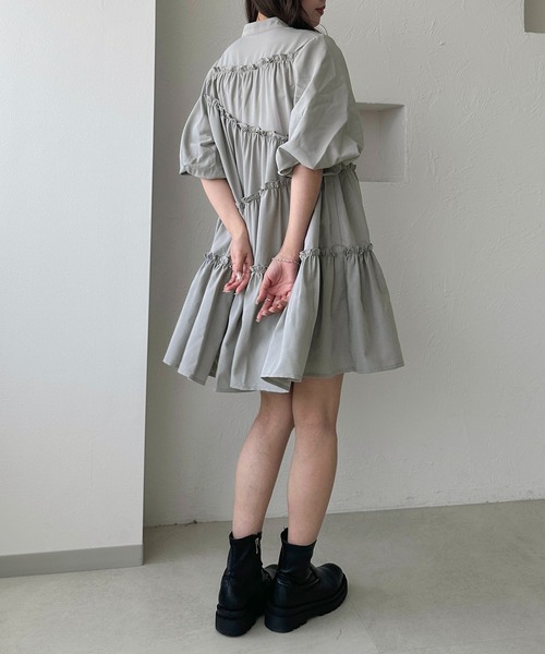 apres jour clair（アプレジュールクレア）の「【apres jour clair】SSティアードチュニックシャツ（チュニック・レディース・ブルー/アイボリー/ライトグレー/ブラウン系その他・フリー/X-LARGE）」の8枚目の写真