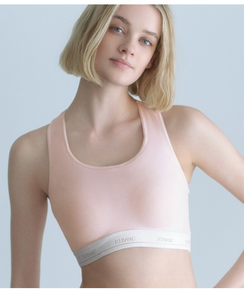 セール】コットンミックスロゴノンワイヤーレーサーバック（ブラジャー
