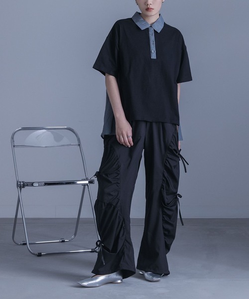 kOhAKU（コハク）の「『ギャザー切替裾ドロストパンツ』（その他パンツ・レディース・カーキ/ブラック・1/2）」の11枚目の写真