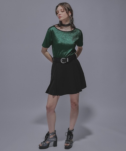 HARE(ハレ)の「2WAYグリッターリブT(HARE)(Tシャツ/カットソー・レディース・ブラック/グリーン/ブラック系その他・FREE)」の8枚目の写真