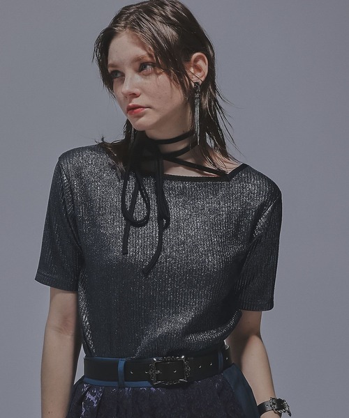 HARE(ハレ)の「2WAYグリッターリブT(HARE)(Tシャツ/カットソー・レディース・ブラック/グリーン/ブラック系その他・FREE)」の15枚目の写真