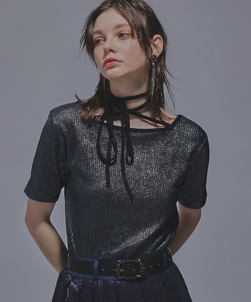 HARE(ハレ)の「2WAYグリッターリブT(HARE)(Tシャツ/カットソー・レディース・ブラック/グリーン/ブラック系その他・FREE)」の17枚目の写真