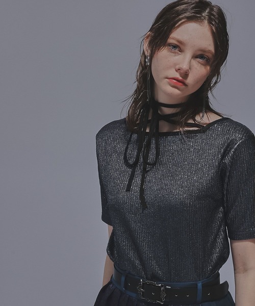 HARE(ハレ)の「2WAYグリッターリブT(HARE)(Tシャツ/カットソー・レディース・ブラック/グリーン/ブラック系その他・FREE)」の18枚目の写真