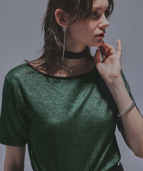 HARE(ハレ)の「2WAYグリッターリブT(HARE)(Tシャツ/カットソー・レディース・ブラック/グリーン/ブラック系その他・FREE)」の19枚目の写真