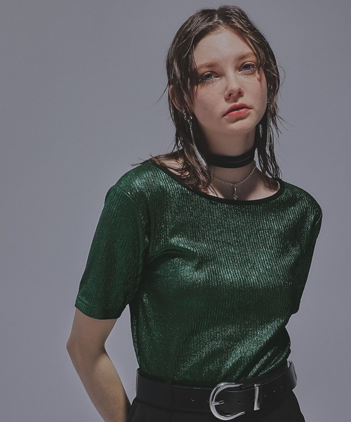 HARE(ハレ)の「2WAYグリッターリブT(HARE)(Tシャツ/カットソー・レディース・ブラック/グリーン/ブラック系その他・FREE)」の22枚目の写真