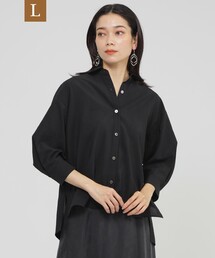 【L】【接触冷感】【UV対策】【ウォッシャブル】リネンライクタンブラーショートブラウス