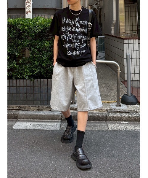 Chikashitsu +（チカシツプラス）の「【Chikashitsu +】messaging lettering t-shirt / 【チカシツプラス】メッセージレタリングプリント半袖Tシャツ（Tシャツ/カットソー・メンズ・ホワイト/チャコール/ブラック・ONE SIZE）」の12枚目の写真