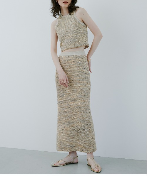 anuans タンクトップ beige anuans タンクトップ ノースリーブ カップインコンパクトニット