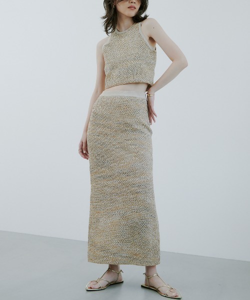 anuans タンクトップ beige anuans タンクトップ ノースリーブ カップインコンパクトニット