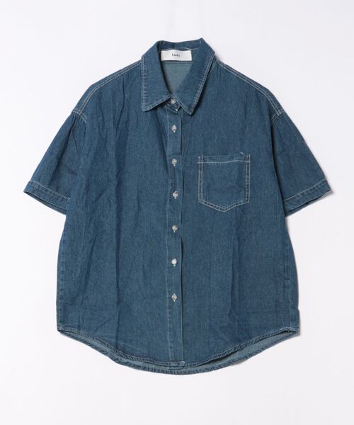 a.p.o.v.（エーピーオービー）の「a.p.o.v. オーバーサイズ＆ショート丈デニムシャツ（シャツ/ブラウス・メンズ・ネイビー/ブルー・ONESIZE）」の5枚目の写真