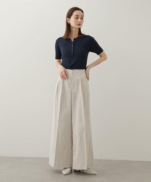 セール】ヘンリーネックミニケーブルセーター(半袖)（ニット/セーター