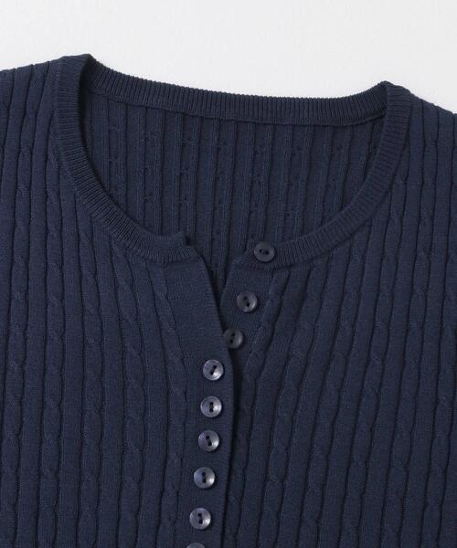 SENSE OF PLACE by URBAN RESEARCH（センスオブプレイスバイアーバンリサーチ）の「ヘンリーネックミニケーブルセーター(半袖)（ニット/セーター・レディース・ピンク/ネイビー/オレンジ/グレー/アイボリー/ライトブルー/ブラック・ONE）」の13枚目の写真