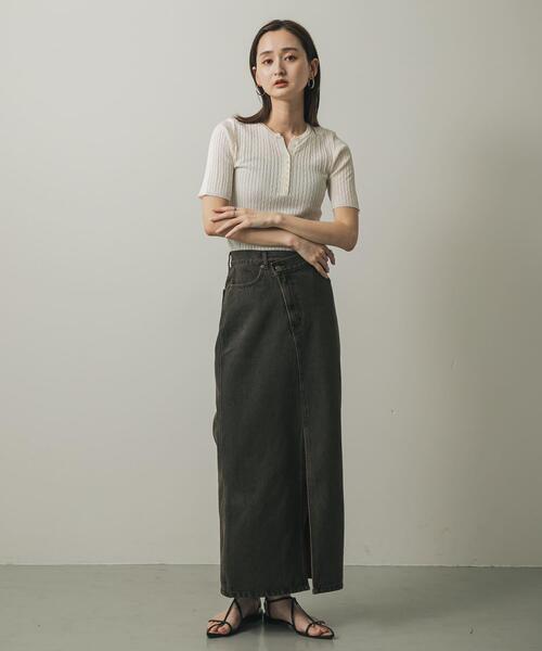 SEVEN TEN ブラックニットセーター 半袖 40％off】クロシェショートスリーブニット(ブラック) - seventen