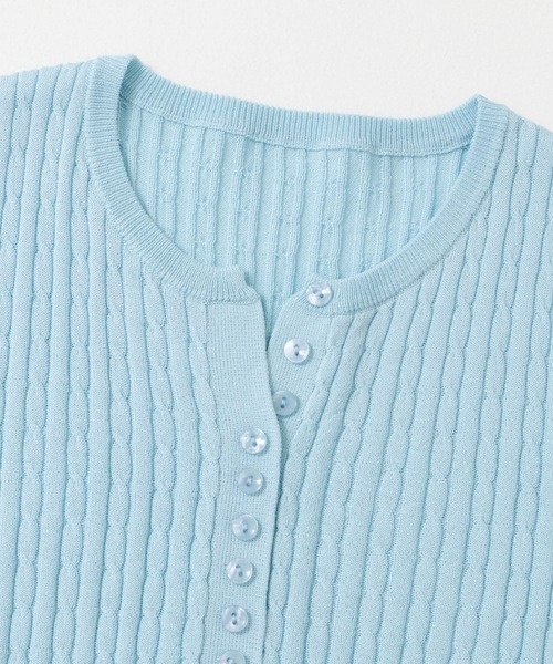 セール】ヘンリーネックミニケーブルセーター(半袖)（ニット/セーター