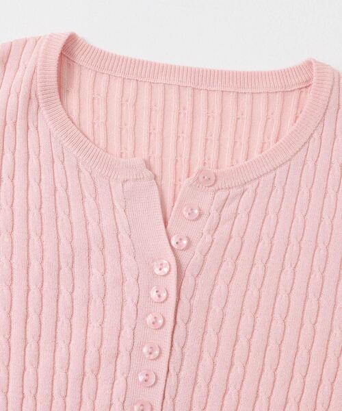 SENSE OF PLACE by URBAN RESEARCH（センスオブプレイスバイアーバンリサーチ）の「ヘンリーネックミニケーブルセーター(半袖)（ニット/セーター・レディース・ピンク/ネイビー/オレンジ/グレー/アイボリー/ライトブルー/ブラック・ONE）」の21枚目の写真