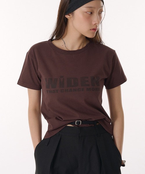 MUHET(ミュエータ)の「pigment logo t-shirt / ピグメント加工ロゴTシャツ(Tシャツ/カットソー・レディース・ブラウン/杢グレー/チャコールグレー/アイボリー・FREE)」の6枚目の写真