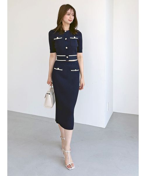 SNIDEL - snidel ニットセットアップ スナイデル SNIDEL クロシェニットセットアップ （LBLU