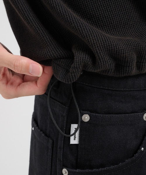 Perushu（ペルーシュ）の「ワッフルヘンリーネックワンポイント刺繍Tシャツ（Tシャツ/カットソー・メンズ・ブラック/バーガンディー/ピンク/グリーン・MEDIUM/LARGE）」の13枚目の写真