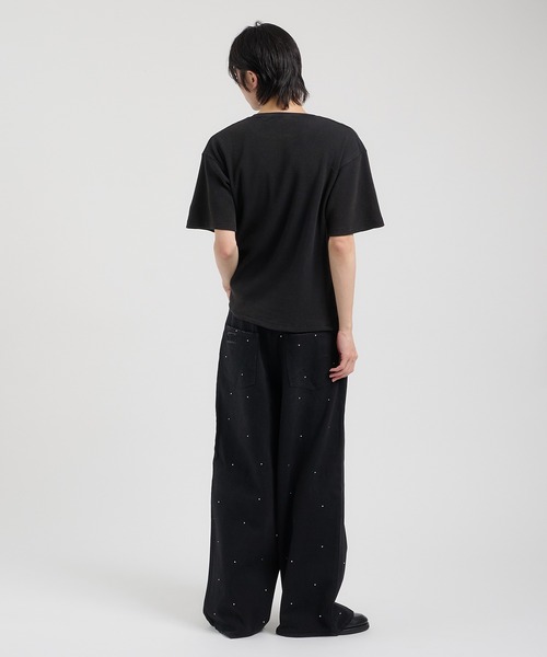 Perushu（ペルーシュ）の「ワッフルヘンリーネックワンポイント刺繍Tシャツ（Tシャツ/カットソー・メンズ・ブラック/バーガンディー/ピンク/グリーン・MEDIUM/LARGE）」の16枚目の写真