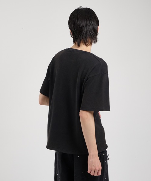 Perushu（ペルーシュ）の「ワッフルヘンリーネックワンポイント刺繍Tシャツ（Tシャツ/カットソー・メンズ・ブラック/バーガンディー/ピンク/グリーン・MEDIUM/LARGE）」の19枚目の写真