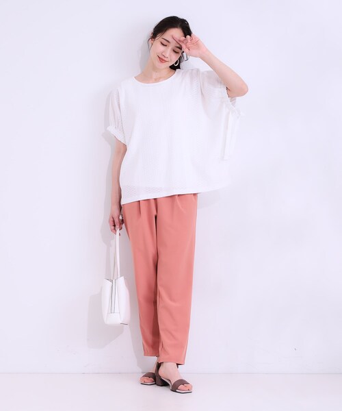 DRESKIP（ドレスキップ）の「【S-LL/二の腕カバー】お袖ギャザーリボン アイレット刺繍トップス（シャツ/ブラウス・レディース・ブルー/アイボリー/ブラック・01/02/03/04）」の14枚目の写真