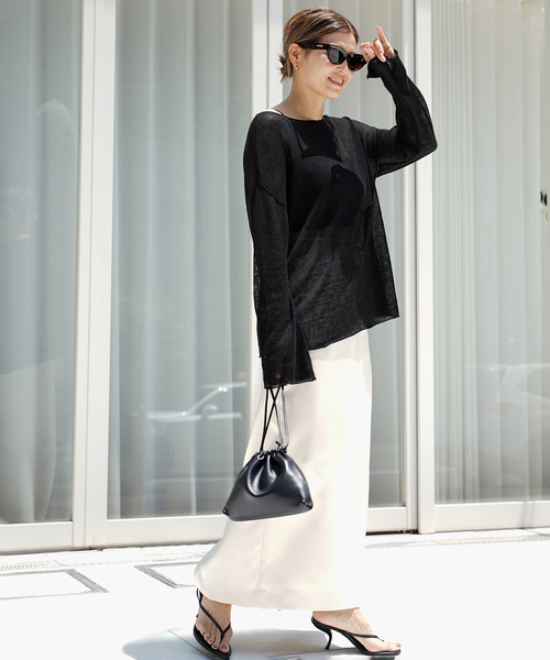 美品✨ ドゥーズィエムクラスlinen sheerプルオーバーブラック Deuxieme Classe（ドゥーズィエムクラス）の「Linen Sheer プル
