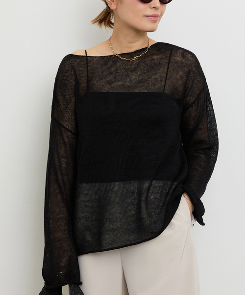 美品✨ ドゥーズィエムクラスlinen sheerプルオーバーブラック Deuxieme Classe（ドゥーズィエムクラス）の「Linen Sheer プル
