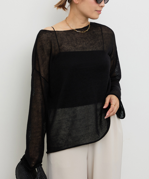 美品✨ ドゥーズィエムクラスlinen sheerプルオーバーブラック Deuxieme Classe（ドゥーズィエムクラス）の「Linen Sheer プル