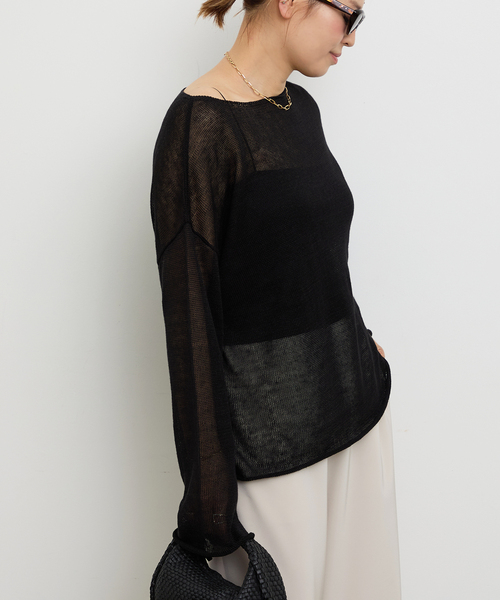 美品✨ ドゥーズィエムクラスlinen sheerプルオーバーブラック Deuxieme Classe（ドゥーズィエムクラス）の「Linen Sheer プル