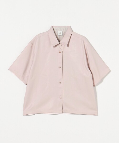6（ロク）の「＜6(ROKU)＞アセテート サテンショートスリーブシャツ（シャツ/ブラウス・レディース・ブラック/ライトピンク・FREE）」の4枚目の写真