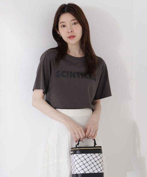 PROPORTION BODY DRESSING(プロポーションボディドレッシング)の「<ウォッシャブル>ゴシックロゴTシャツ / 1215260703(Tシャツ/カットソー・レディース・ホワイト/ダークグレー・FREE)」の1枚目の写真
