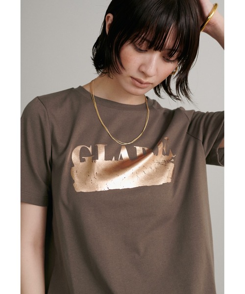 LARUTA(ラルータ)の「【LARUTA】汗染み防止箔ロゴT(Tシャツ/カットソー・レディース・ブラウン/ライトグレー/オフホワイト/スミクロ・FREE)」の1枚目の写真