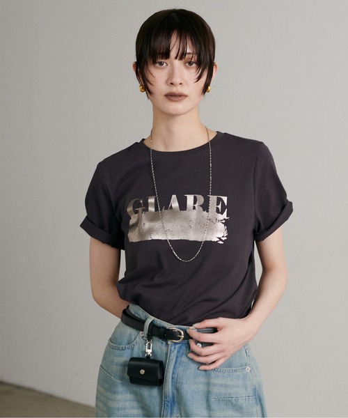 LARUTA(ラルータ)の「【LARUTA】汗染み防止箔ロゴT(Tシャツ/カットソー・レディース・ブラウン/ライトグレー/オフホワイト/スミクロ・FREE)」の3枚目の写真