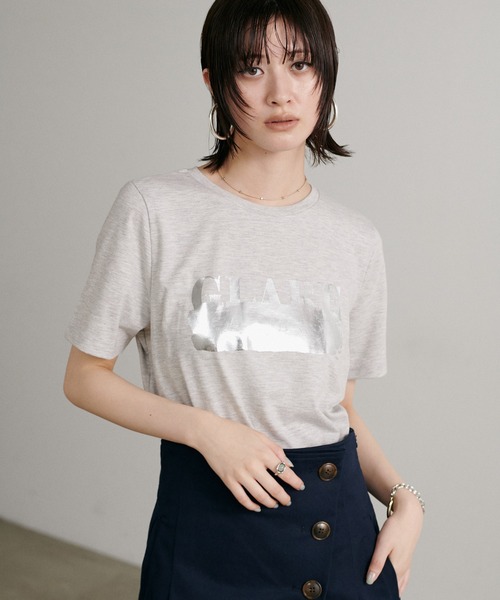 LARUTA(ラルータ)の「【LARUTA】汗染み防止箔ロゴT(Tシャツ/カットソー・レディース・ブラウン/ライトグレー/オフホワイト/スミクロ・FREE)」の4枚目の写真
