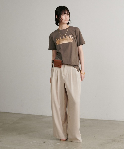 LARUTA(ラルータ)の「【LARUTA】汗染み防止箔ロゴT(Tシャツ/カットソー・レディース・ブラウン/ライトグレー/オフホワイト/スミクロ・FREE)」の7枚目の写真