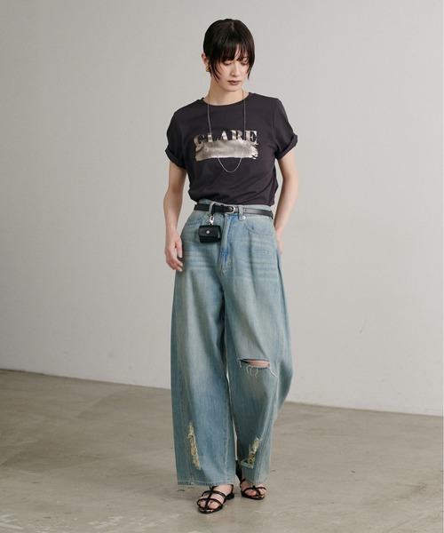 LARUTA(ラルータ)の「【LARUTA】汗染み防止箔ロゴT(Tシャツ/カットソー・レディース・ブラウン/ライトグレー/オフホワイト/スミクロ・FREE)」の16枚目の写真