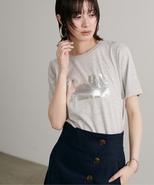 LARUTA(ラルータ)の「【LARUTA】汗染み防止箔ロゴT(Tシャツ/カットソー・レディース・ブラウン/ライトグレー/オフホワイト/スミクロ・FREE)」の19枚目の写真