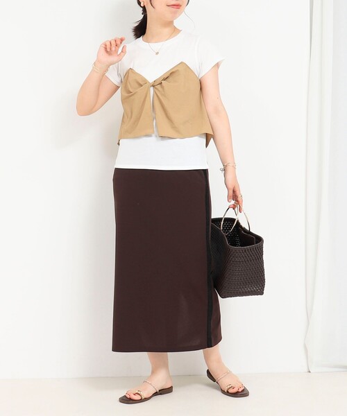 fredy couleur（フレディクルール）の「ねじりビスチェドッキングTシャツ（Tシャツ/カットソー・レディース・オフホワイト/ブラック・38）」の3枚目の写真