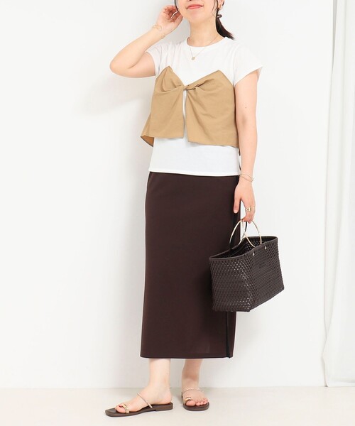 fredy couleur（フレディクルール）の「ねじりビスチェドッキングTシャツ（Tシャツ/カットソー・レディース・オフホワイト/ブラック・38）」の5枚目の写真