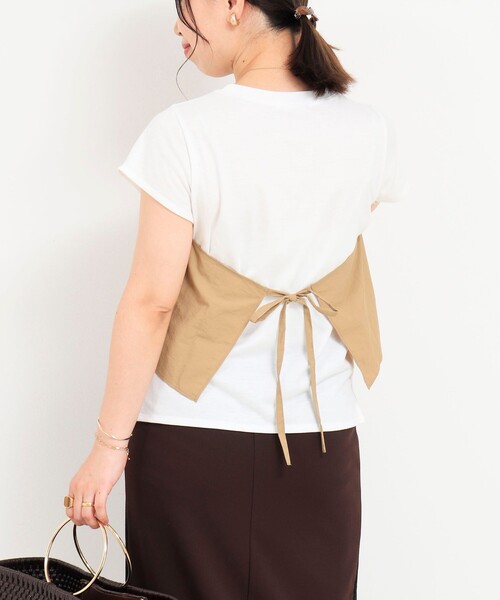 fredy couleur（フレディクルール）の「ねじりビスチェドッキングTシャツ（Tシャツ/カットソー・レディース・オフホワイト/ブラック・38）」の7枚目の写真