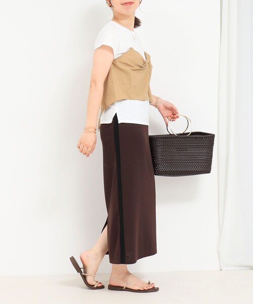 fredy couleur（フレディクルール）の「ねじりビスチェドッキングTシャツ（Tシャツ/カットソー・レディース・オフホワイト/ブラック・38）」の8枚目の写真