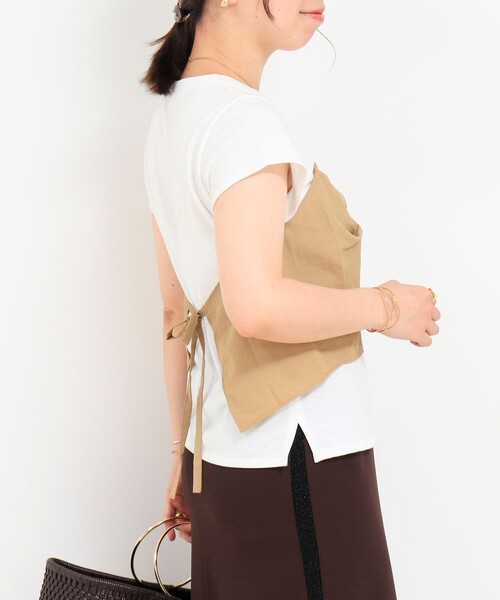 fredy couleur（フレディクルール）の「ねじりビスチェドッキングTシャツ（Tシャツ/カットソー・レディース・オフホワイト/ブラック・38）」の9枚目の写真