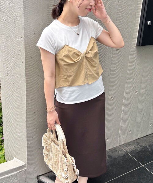 fredy couleur（フレディクルール）の「ねじりビスチェドッキングTシャツ（Tシャツ/カットソー・レディース・オフホワイト/ブラック・38）」の11枚目の写真