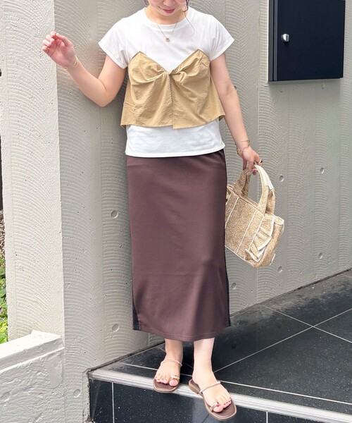 fredy couleur（フレディクルール）の「ねじりビスチェドッキングTシャツ（Tシャツ/カットソー・レディース・オフホワイト/ブラック・38）」の14枚目の写真