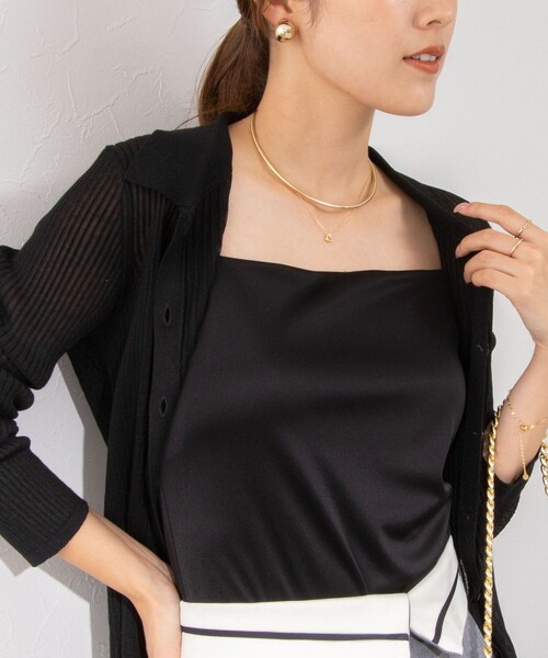 NOLLEY’S Sophi（ノーリーズソフィ）の「【追加】サテンスムースベアトップ（キャミソール・レディース・オフホワイト/ブラック・36/38）」の2枚目の写真