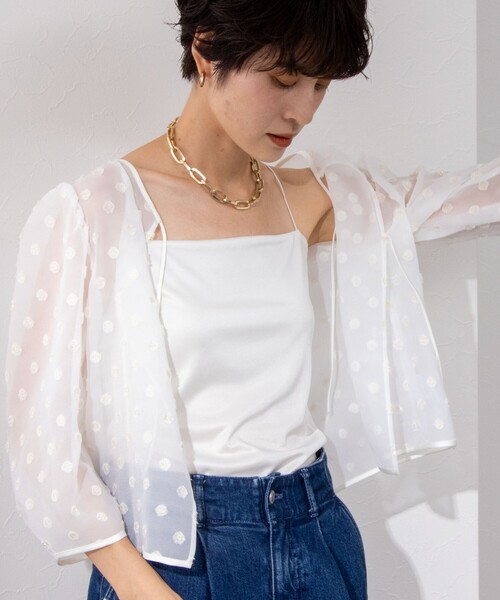 NOLLEY’S Sophi（ノーリーズソフィ）の「【追加】サテンスムースベアトップ（キャミソール・レディース・オフホワイト/ブラック・36/38）」の4枚目の写真