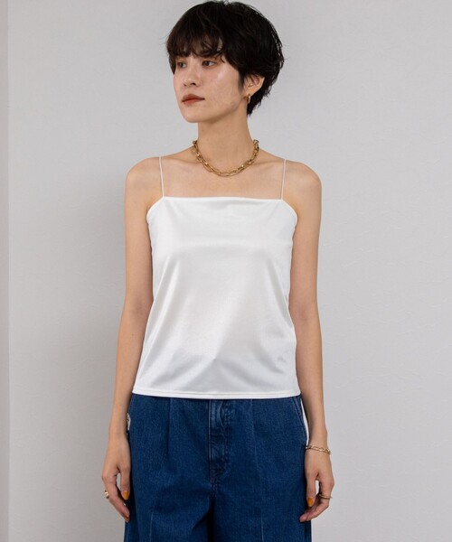 NOLLEY’S Sophi（ノーリーズソフィ）の「【追加】サテンスムースベアトップ（キャミソール・レディース・オフホワイト/ブラック・36/38）」の6枚目の写真